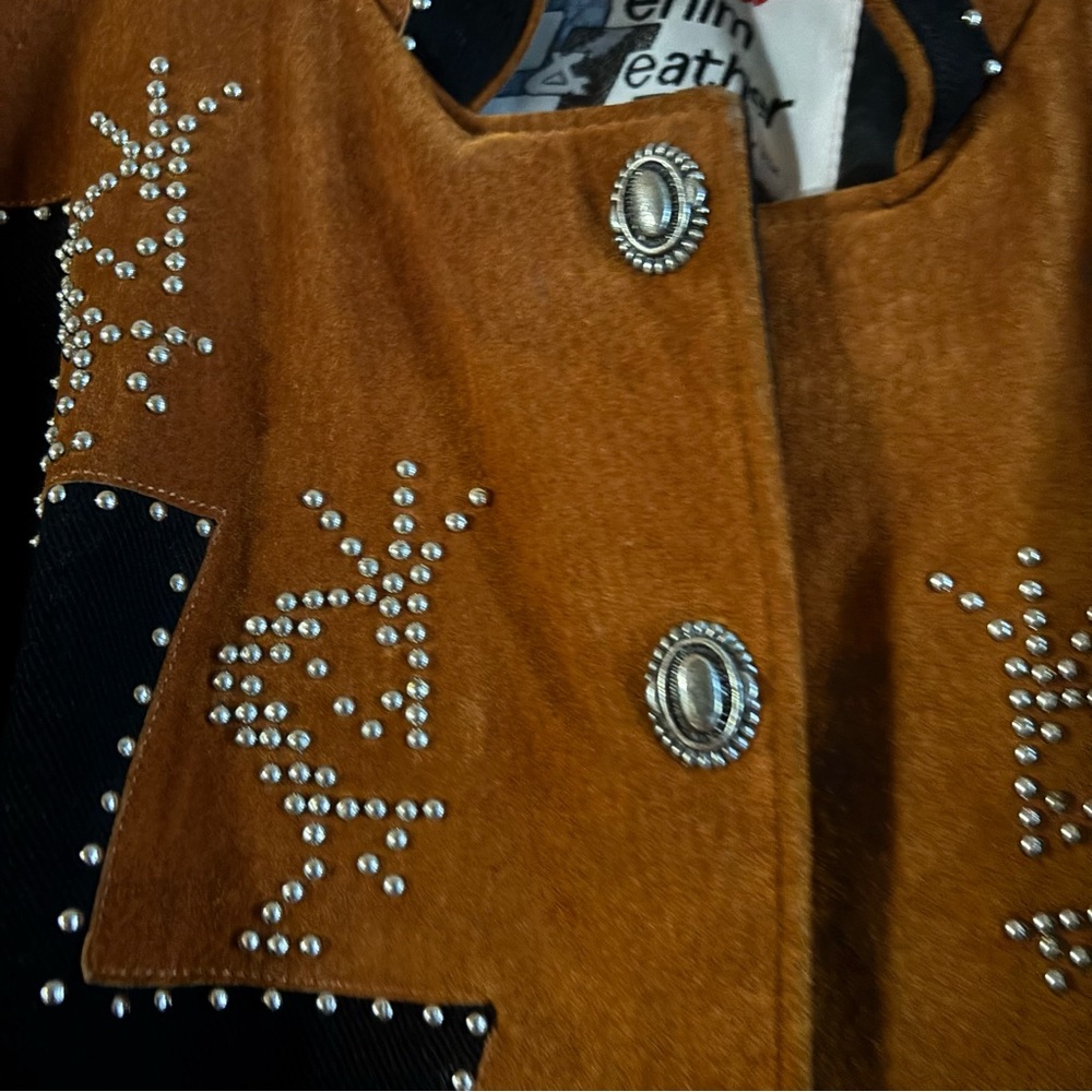 Diamond Denim & Leather Vintage Jacket | Size 10 - Picture 6 of 7